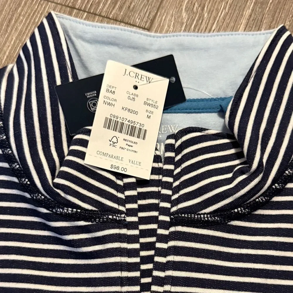 J. Crew Men's Black and White Striped Button Down Shirt